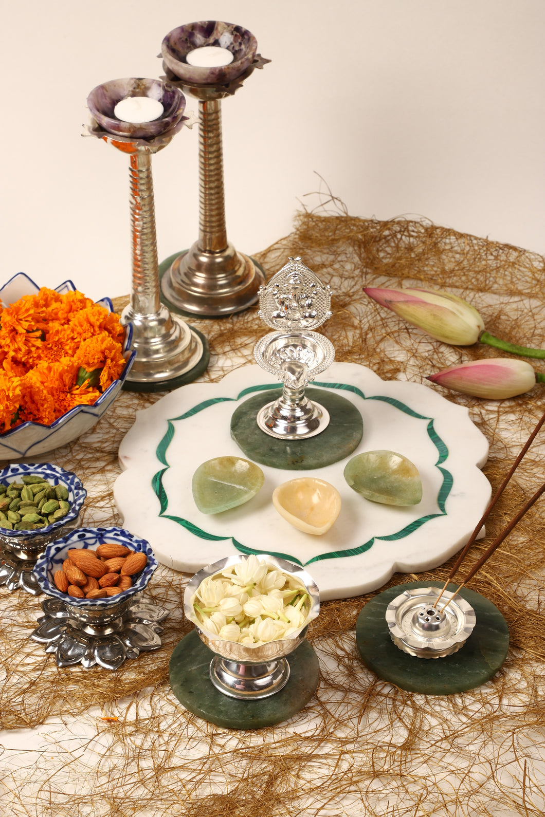 Green Aventurine Diya